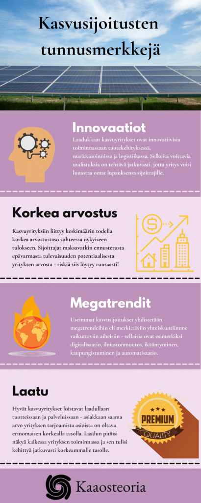 Kasvusijoitusten tunnusmerkkejä