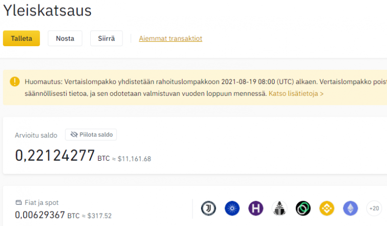 Kryptovaluuttani Binancella 3.9.2021