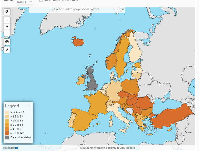 Inflaatio Euroopassa 11/2023