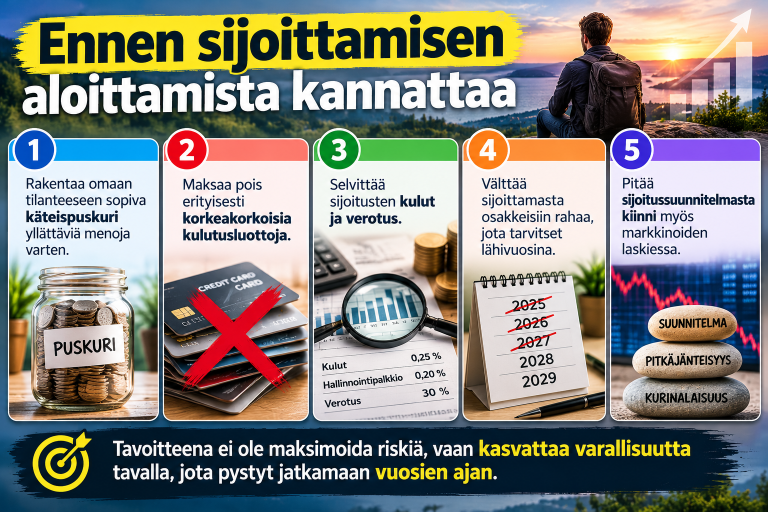 Ennen sijoittamisen aloittamista kannattaa